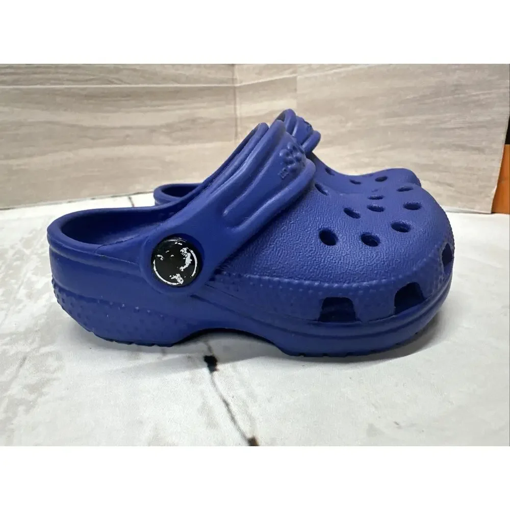 Crocs Classic Clog Baby Toddler SZ 2 3 Slip-On Blue Water Shoes Unisex My First